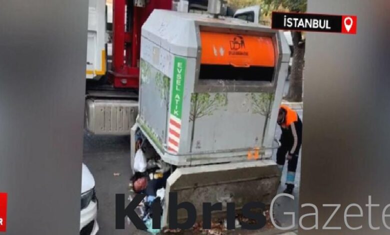 Kadıköy'de yağıştan korunmak için çöp konteynerinde iki gün kaldı: Vinçle çıkarıldı 1 kadikoyde yagistan korunmak icin cop konteynerinde iki gun kaldi vincle cikarildi 8yjAd4kD