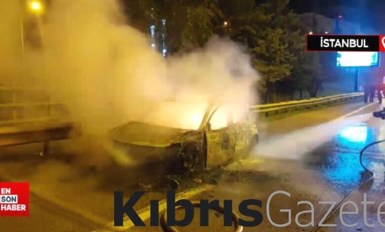 sile otoyolunda seyir halindeki otomobil yandi fhLqdwp1